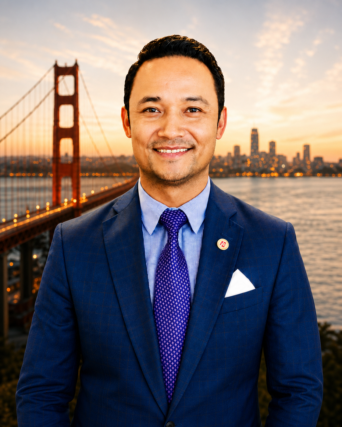 Bibek Shrestha with the Golden Gate Bridge